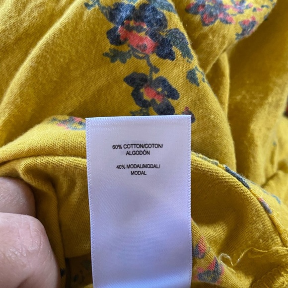 Lucky Brand Floral Yellow Womens Medium Top Square Neck Boho Casual Country - Picture 8 of 8